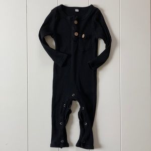Black Ribbed Romper